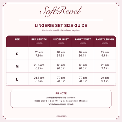 SoftRevel Size Guide — cm and in