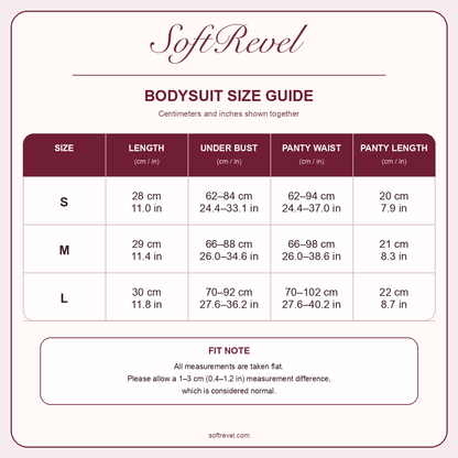 SoftRevel Size Guide — cm and in