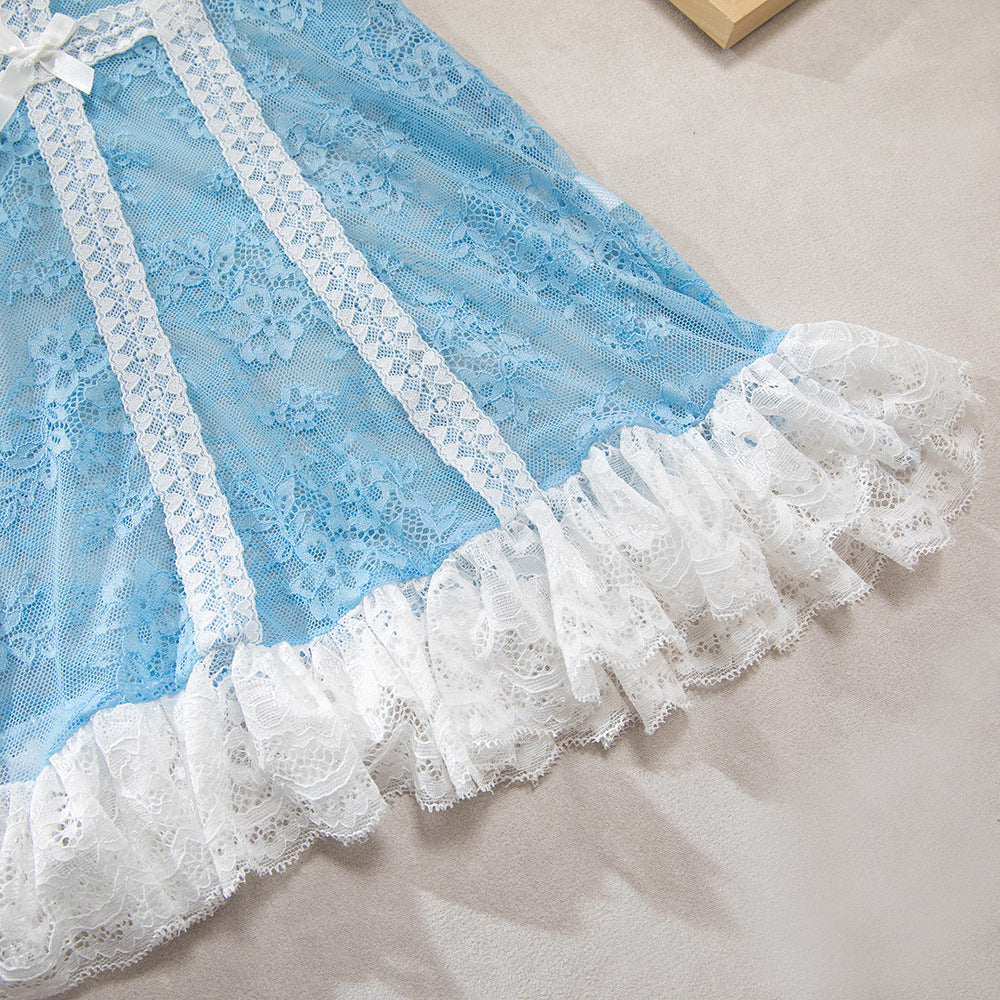 Lace Sheer Mesh Underwire Lingerie Set - detail view 17