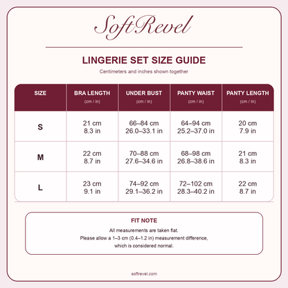 SoftRevel Size Guide — cm and in