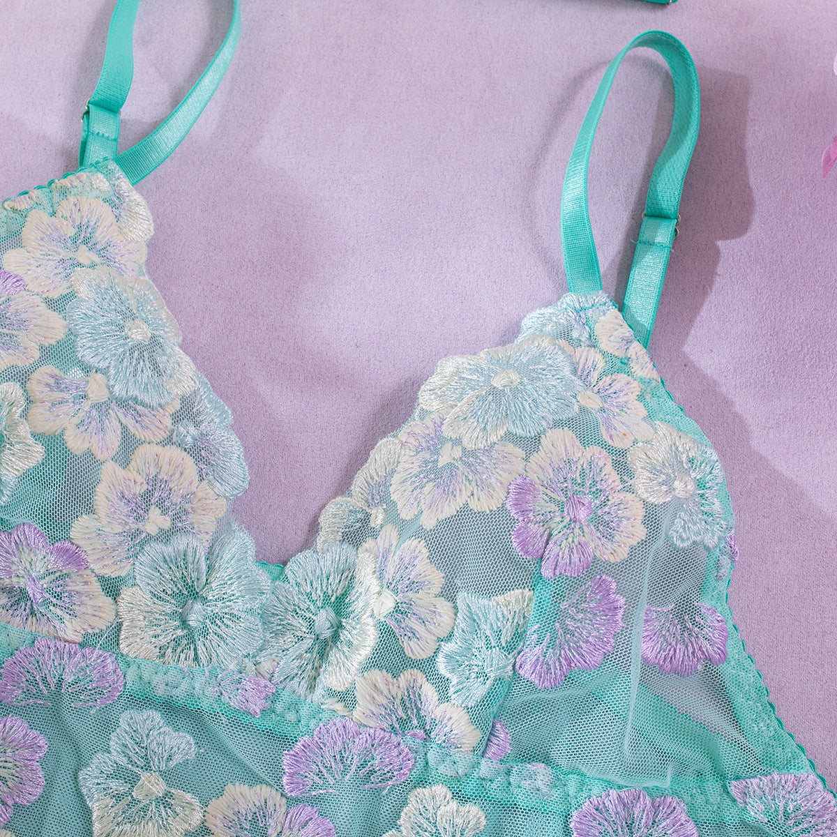 Mesh 4-Piece Set Babydoll Dress Lingerie - detail view 13