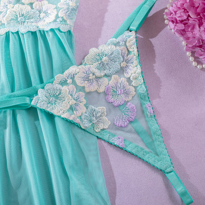 Mesh 4-Piece Set Babydoll Dress Lingerie - detail view 16