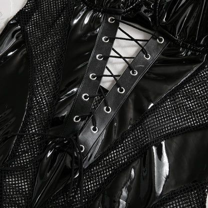 Mesh Backless Lace-Up Bodysuit - detail view 13