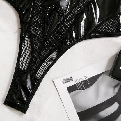 Mesh Backless Lace-Up Bodysuit - detail view 14