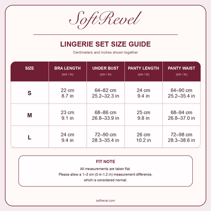 SoftRevel Size Guide — cm and in