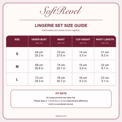 SoftRevel Size Guide — cm and in