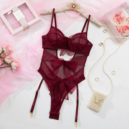 Mesh Garter Belt Set Cutout Bodysuit - detail view 16
