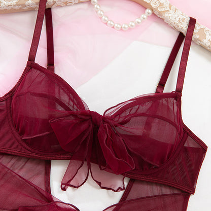 Mesh Garter Belt Set Cutout Bodysuit - detail view 18