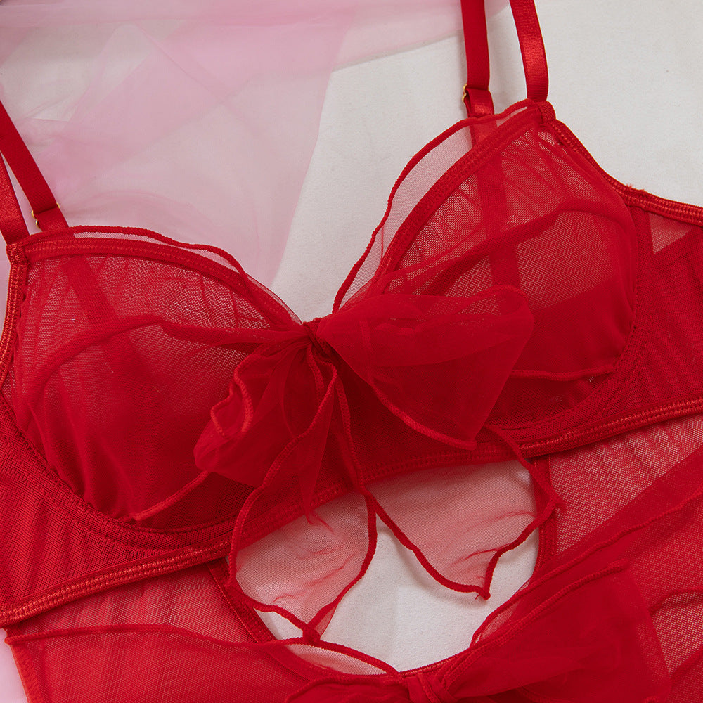 Mesh Garter Belt Set Cutout Bodysuit - detail view 28