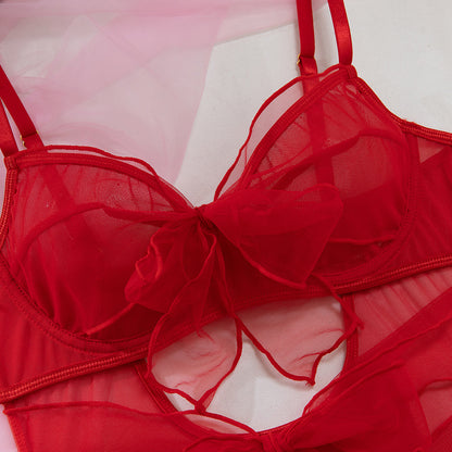 Mesh Garter Belt Set Cutout Bodysuit - detail view 28
