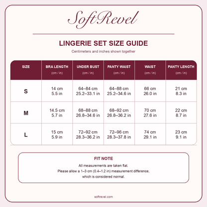 SoftRevel Size Guide — cm and in
