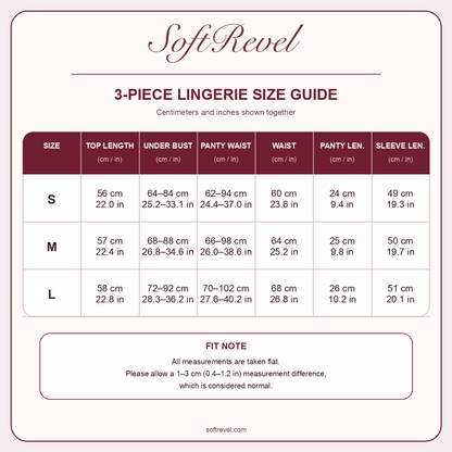 SoftRevel Size Guide — cm and in