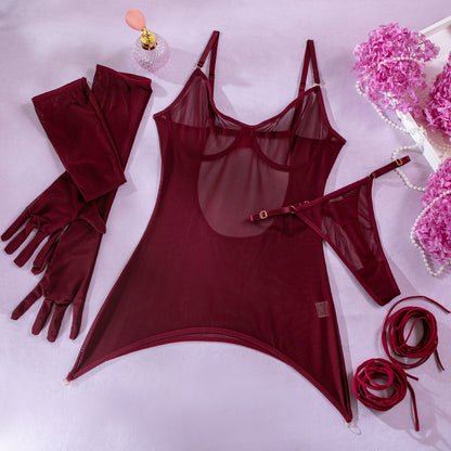 SoftRevel Mesh Sheer 3-Piece Set Lingerie - full view