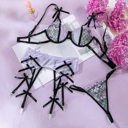 SoftRevel Mesh Sheer 3-Piece Set Lingerie - flat lay