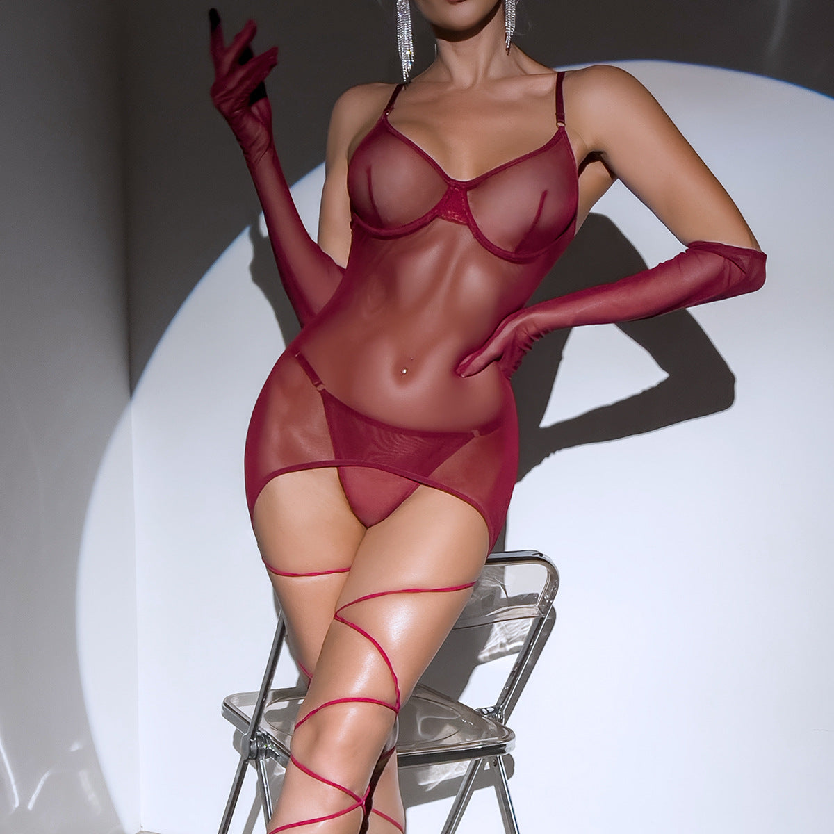 Mesh Sheer 3-Piece Set Lingerie - detail view 16