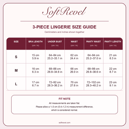 SoftRevel Size Guide — cm and in