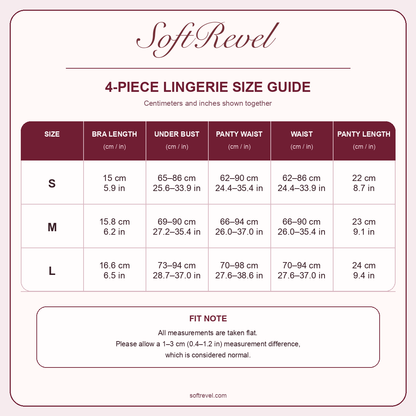 SoftRevel Size Guide — cm and in