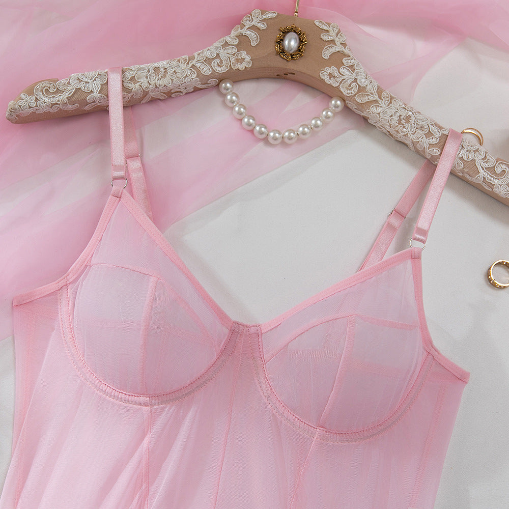 Mesh Sheer Bodysuit Garter Set - detail view 14