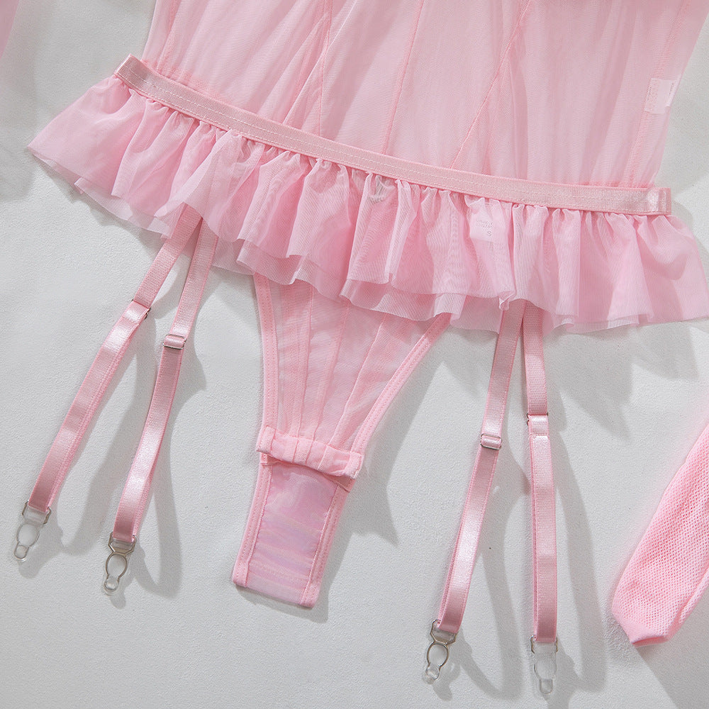 Mesh Sheer Bodysuit Garter Set - detail view 15