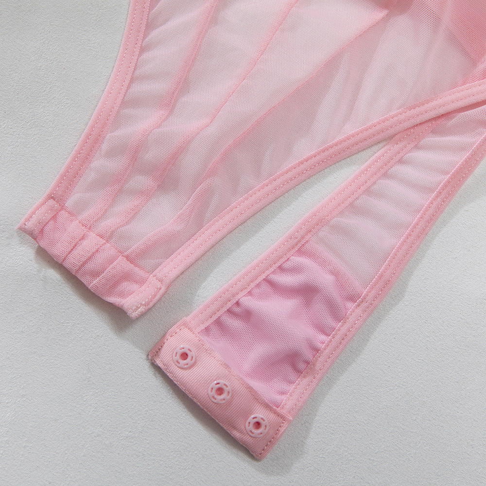Mesh Sheer Bodysuit Garter Set - detail view 17