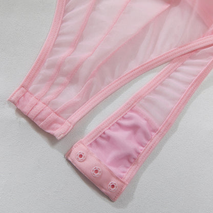 Mesh Sheer Bodysuit Garter Set - detail view 17
