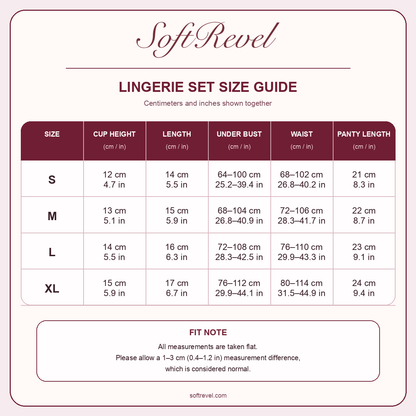 SoftRevel Size Guide — cm and in