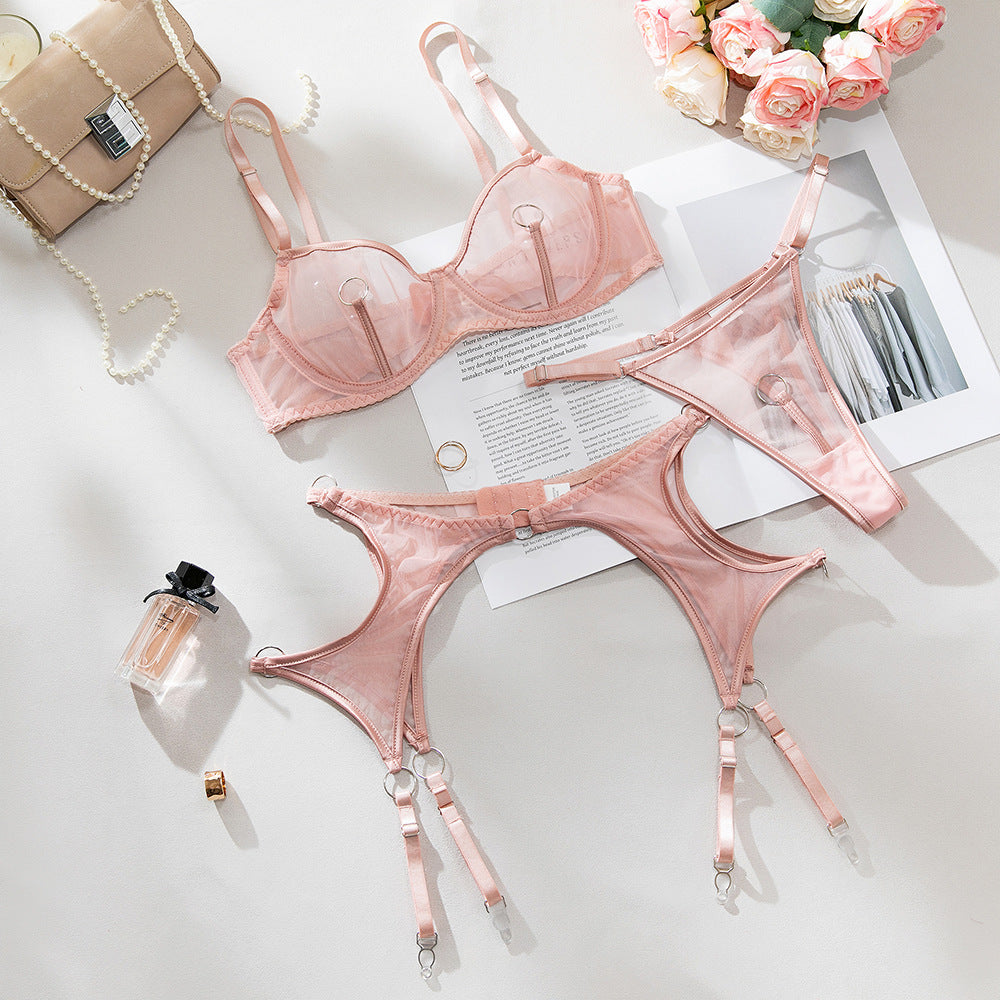 SoftRevel Mesh Sheer Bra Set Lingerie - flat lay