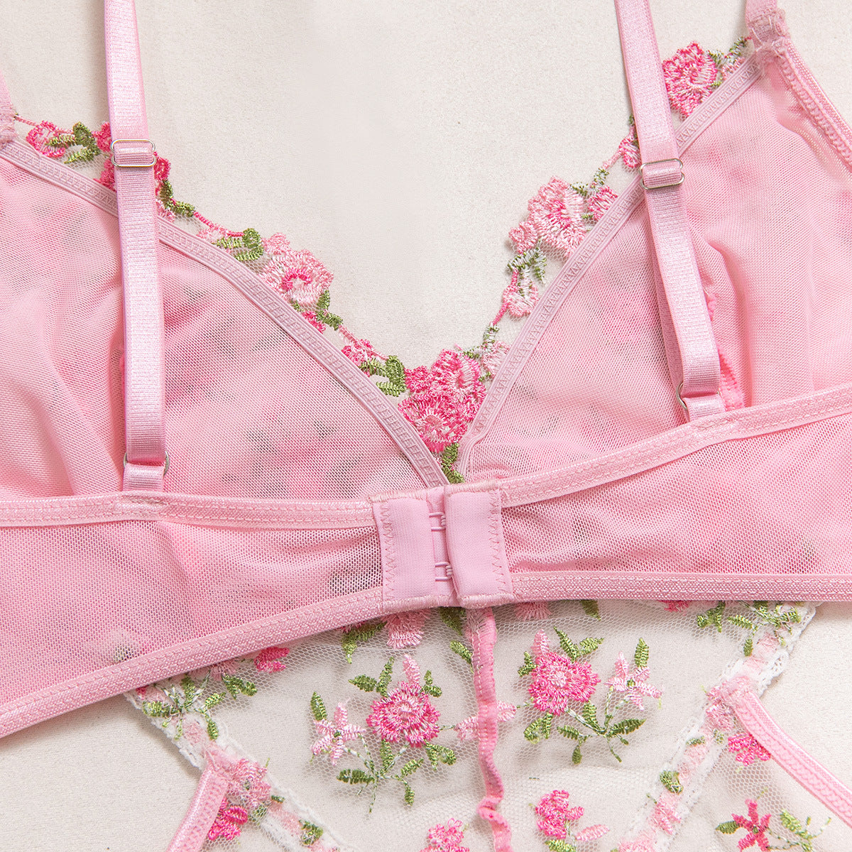 Mesh Sheer Embroidered Babydoll Dress - detail view 14
