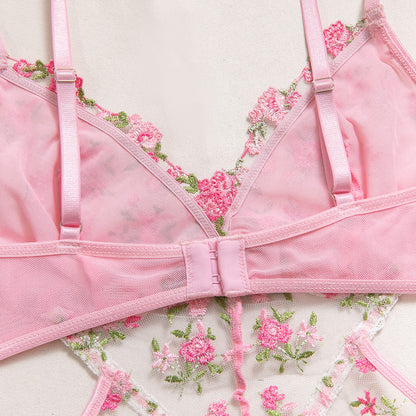 Mesh Sheer Embroidered Babydoll Dress - detail view 14