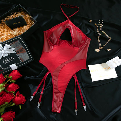 SoftRevel Mesh Sheer Halter Bodysuit - flat lay