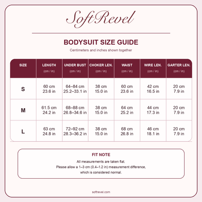 SoftRevel Size Guide — cm and in