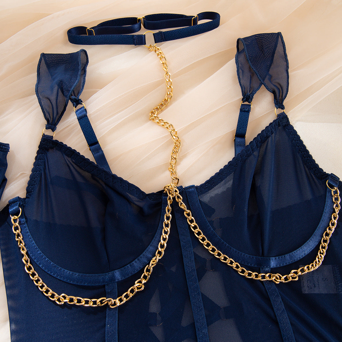 Mesh Sheer Halter Lingerie Set - detail view 29