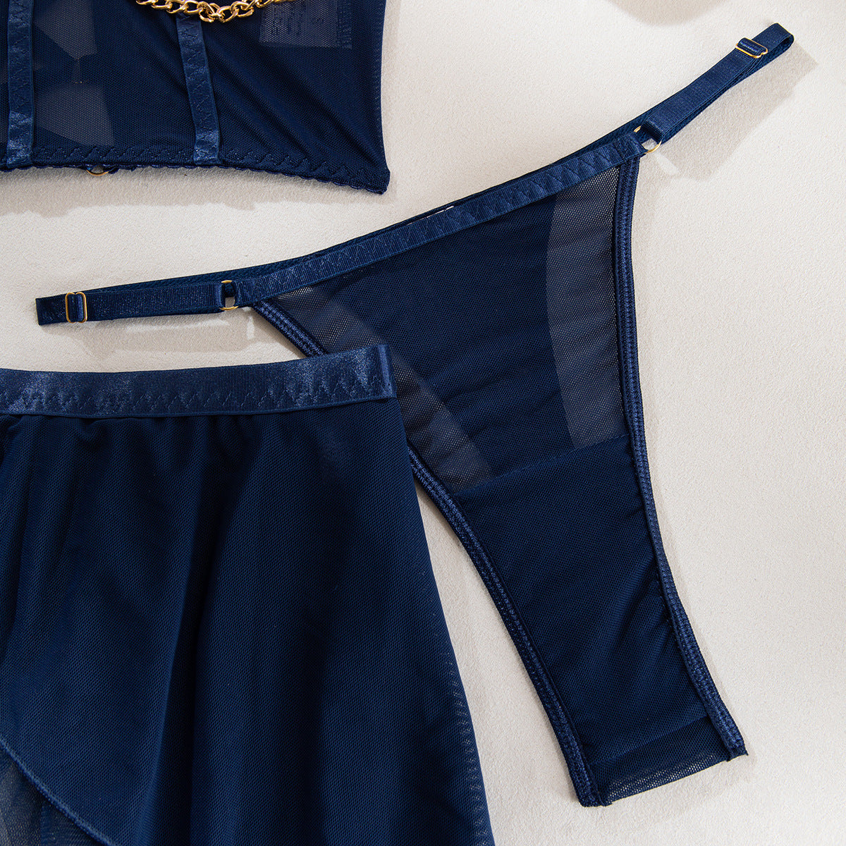 Mesh Sheer Halter Lingerie Set - detail view 34