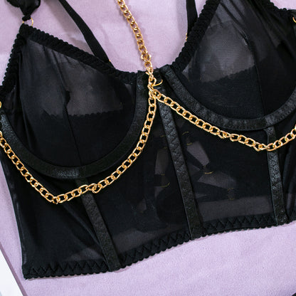 Mesh Sheer Halter Lingerie Set - detail view 50