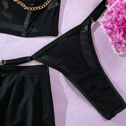 Mesh Sheer Halter Lingerie Set - detail view 55
