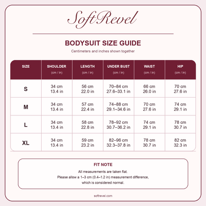 SoftRevel Size Guide — cm and in