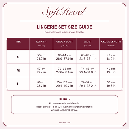SoftRevel Size Guide — cm and in