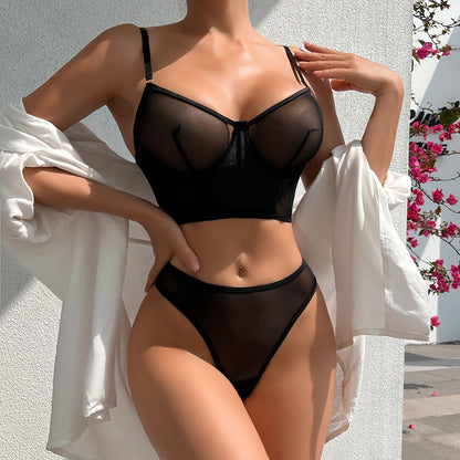 SoftRevel Mesh Sheer Push-Up Lingerie Set - front view