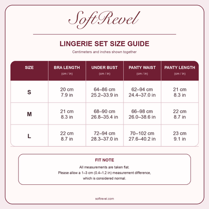 SoftRevel Size Guide — cm and in