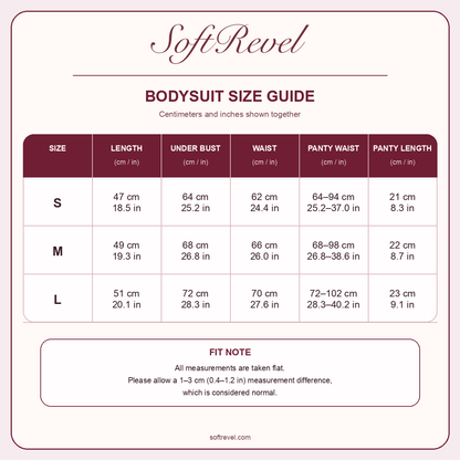 SoftRevel Size Guide — cm and in