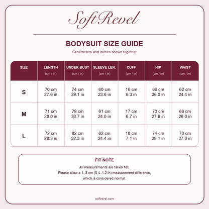 SoftRevel Size Guide — cm and in