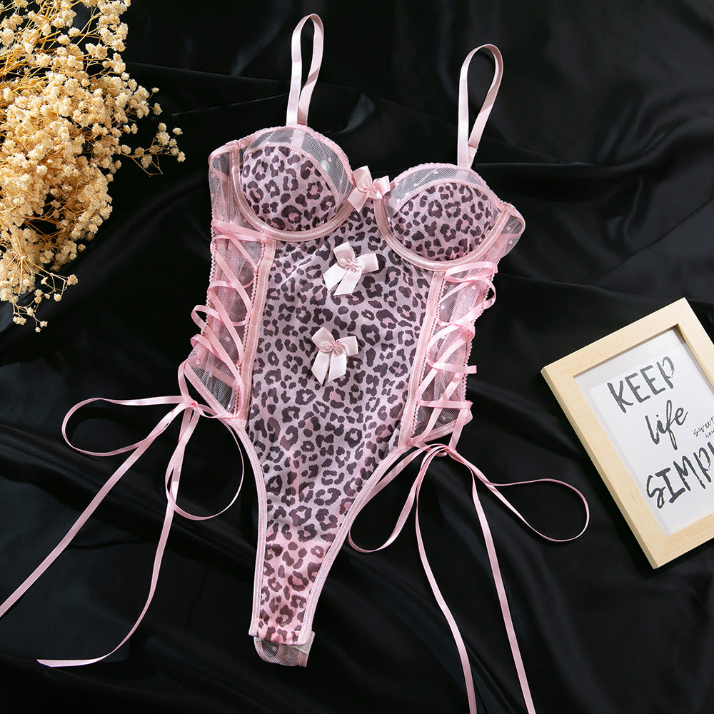 SoftRevel Pink Bow Bodysuit - flat lay