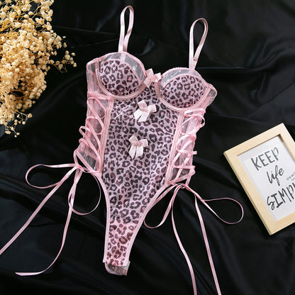 SoftRevel Pink Bow Bodysuit - flat lay