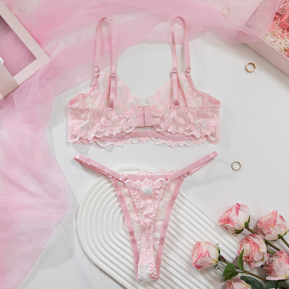 Pink Lace Eyelash Lingerie Set - detail view 15
