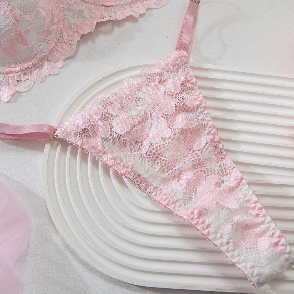 Pink Lace Eyelash Lingerie Set - detail view 20