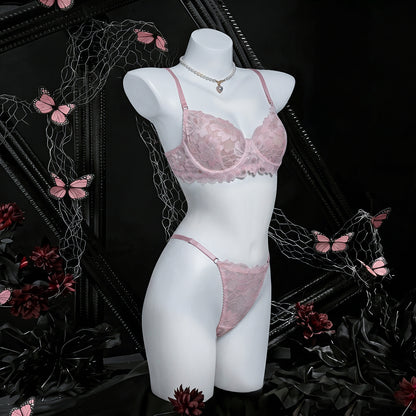Pink Lace Eyelash Lingerie Set - detail view 3