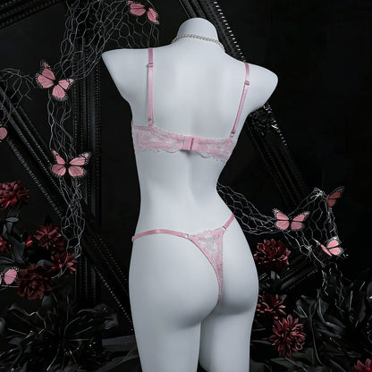Pink Lace Eyelash Lingerie Set - detail view 4
