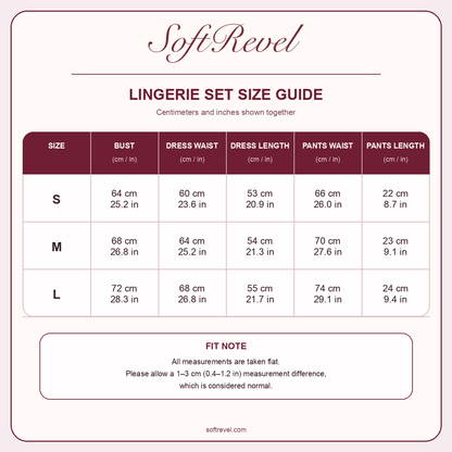 SoftRevel Size Guide — cm and in