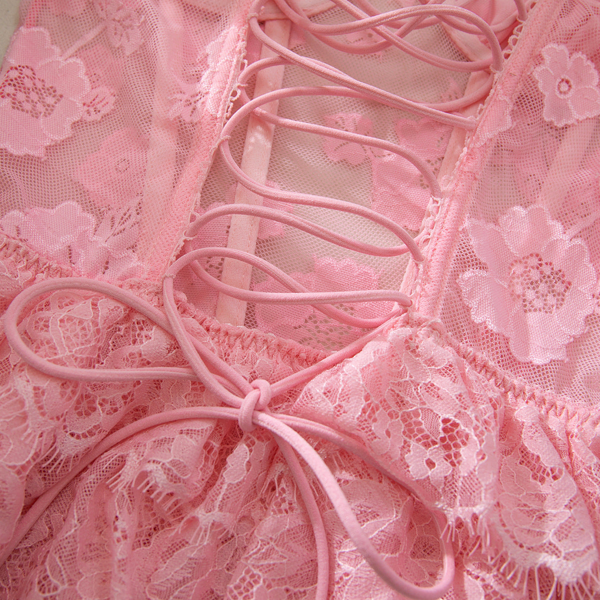 Pink Lace Shapewear Bodysuit Lingerie Set - detail view 14