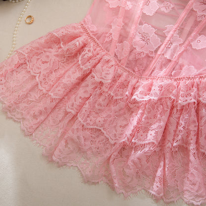 Pink Lace Shapewear Bodysuit Lingerie Set - detail view 16